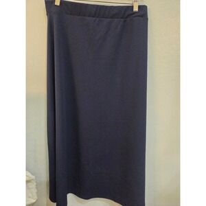 Olivia Blu Navy Blue Elastic Waist Maxi Skirt Size Large Straight Long Skirt